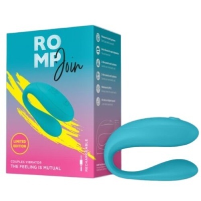 Vibrador azul turquesa para casais com embalagem colorida ROMP Join