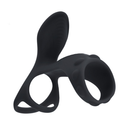 Anel preto em silicone com design ergonómico e textura curva