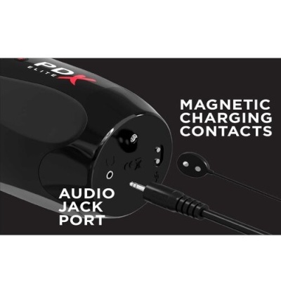 Dispositivo preto com porta jack áudio e contactos magnéticos para carregamento
