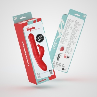 embalagem com vibrador vermelho em silicone lapin thrusting rabbit vibrator