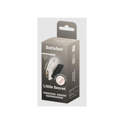 Embalagem do vibrador Satisfyer Little Secret com controlo remoto e texto descritivo.