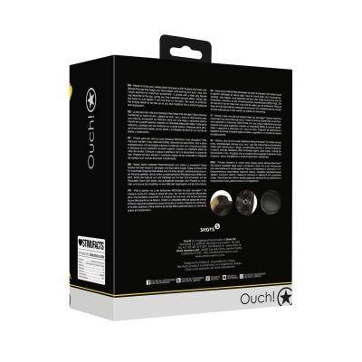 embalagem preta e branca do produto Ouch! com texto e detalhes do produto