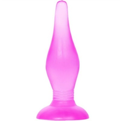 Plug anal rosa de silicone com base larga