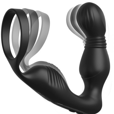 Dispositivo preto flexível com anel e parte articulada em fundo branco