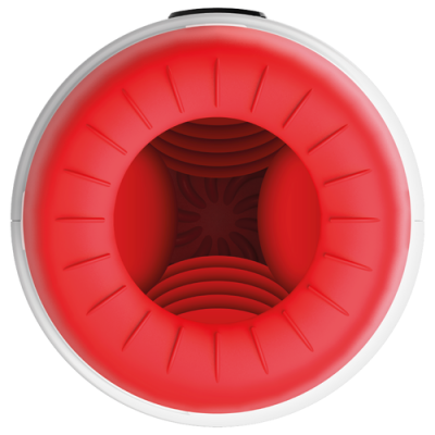 aparelho circular branco com almofada interna vermelha vista superior