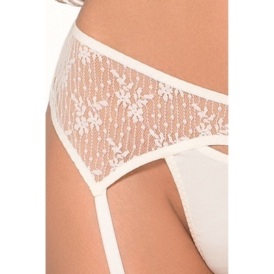 Calcinha branca feminina em renda floral transparente e tecido opaco.