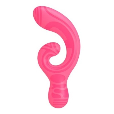 Produto rosa curvo com textura ondulada em fundo branco