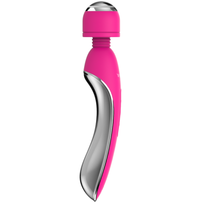 Vibrador pessoal cor de rosa e prateado com design ergonómico