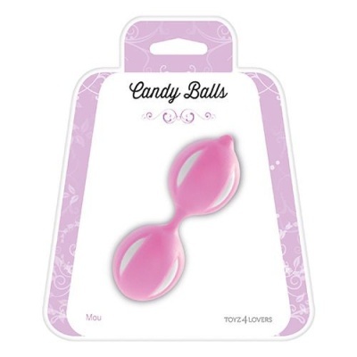 Candy Balls rosa em embalagem branca com detalhes lilás
