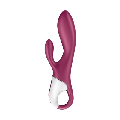 Vibrador em silicone cor vinho com alça branca ergonómica