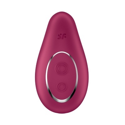 Dispositivo em silicone vinho com botão oval e aro prateado