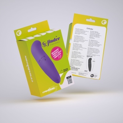 Embalagem do vibrador mini G-Spot roxo da marca Crushious