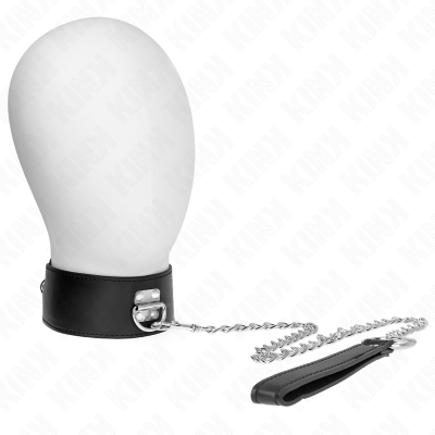 Colar de pescoço preto com corrente em metal prateado