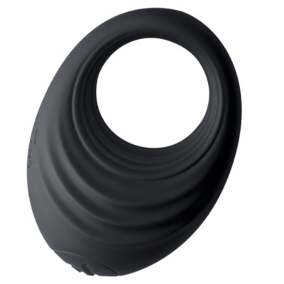 anel de silicone preto com textura de ondas e buraco circular central