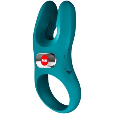 Anel vibratório azul FUN em silicone com botão vermelho