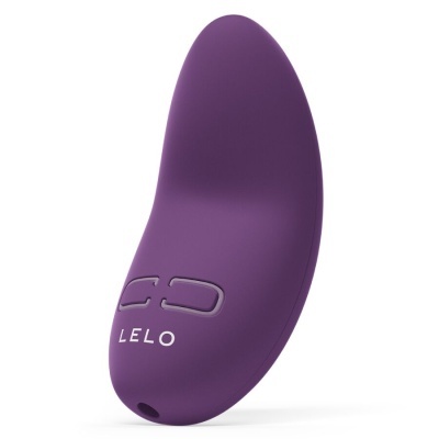 Dispositivo electrónico roxo compacto com botões e texto LELO