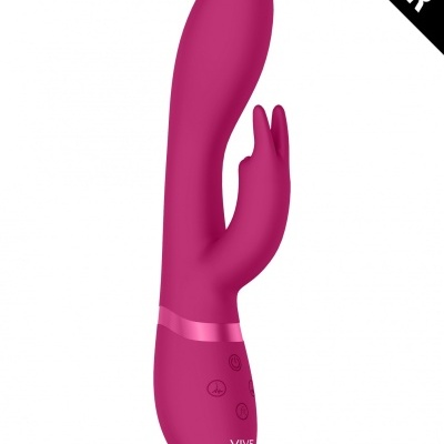 Vibrador cor-de-rosa com controlos e etiqueta TESTER