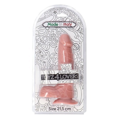 Brinquedo sexual rosa com ventosa em embalagem transparente e fundo decorado