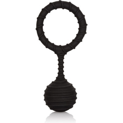 Brinquedo para cães de borracha preta em forma de anel e bola com textura