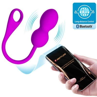 Produto silicone roxo dupla esfera com controlo via smartphone PRETTY LOVE Bluetooth