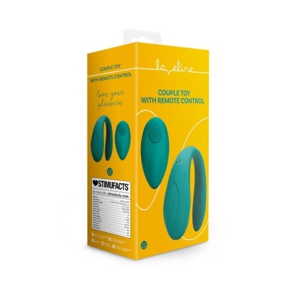 Embalagem amarela de brinquedo para casais com controlo remoto em silicone azul