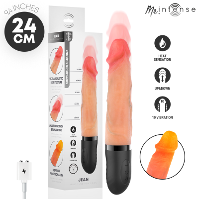 Vibrador realista em silicone líquido cor pele com base preta e embalagem branca