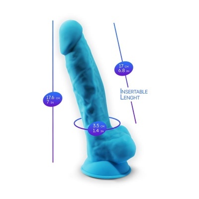 Dildo azul em silicone com base de ventosa