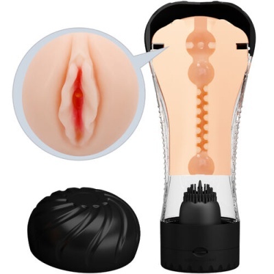 Masturbador masculino transparente com interior de textura anatómica