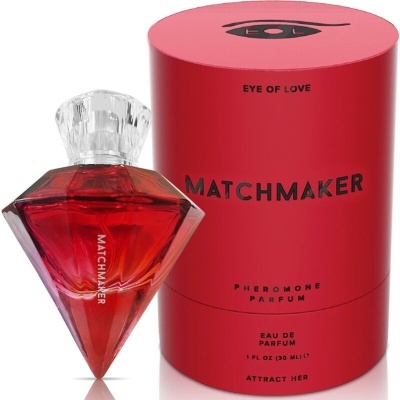 Frasco de perfume vermelho em forma de diamante com embalagem vermelha cilíndrica