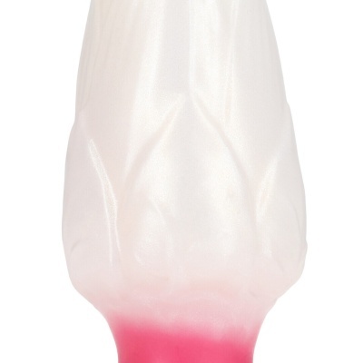 Vaso decorativo de vidro branco e rosa com efeito esfumado