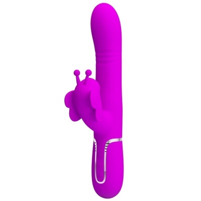 Vibrador roxo em silicone com estimulador em forma de caracol