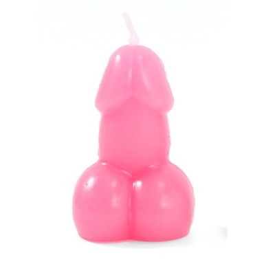 Vela rosa em forma de órgão genital masculino com pavio