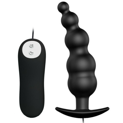 Brinquedo sexual anal preto com controle remoto