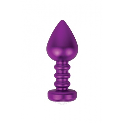 Plug anal metálico roxo em fundo branco