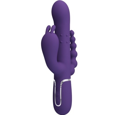Vibrador roxo com botões de controlo em branco