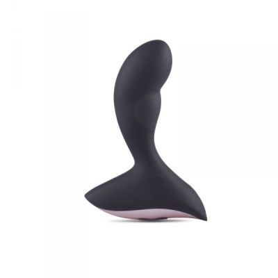 Dispositivo ergonómico preto com base curva rosa