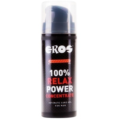 Frasco de gel íntimo EROS preto e vermelho com tampa transparente