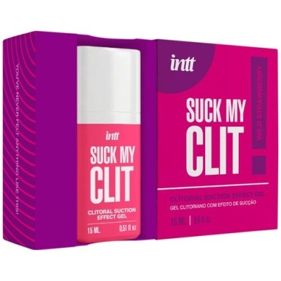 Gel íntimo clitoriano intt Suck My Clit embalagem rosa e roxa 15 ml