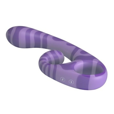 vibrador roxo com design curvo e botões