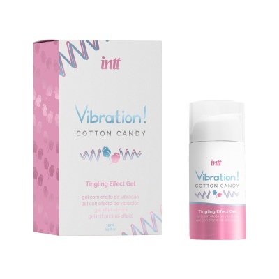 Gel Tingling Effect Vibration! Cotton Candy em embalagem branca e rosa.