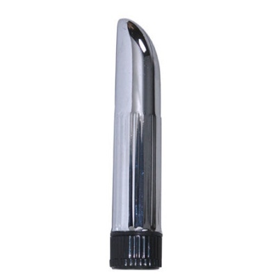 Vibrador prateado metálico com base preta