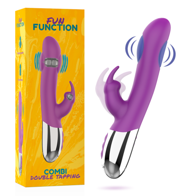 Vibrador roxo com base prateada e caixa amarela FUN FUNCTION