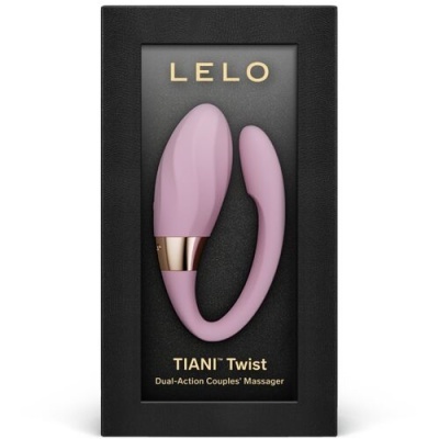 Embalagem de massageador duplo LELO TIANI Twist cor rosa e dourado