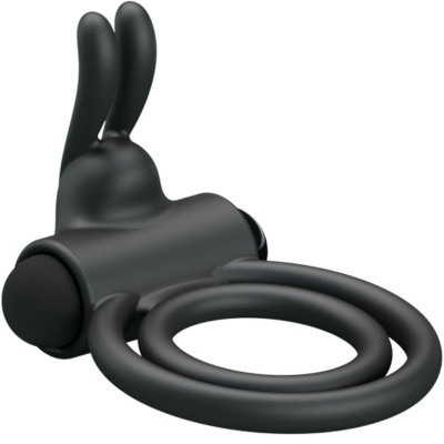 Anel preto com duas argolas e parte superior com orelhas duplas