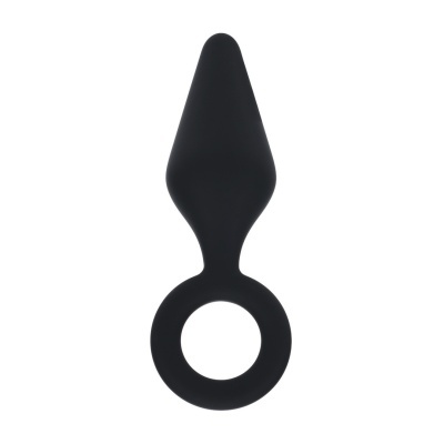 Plug anal preto com anel circular e fundo branco