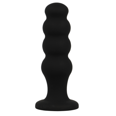 Plug anal preto de silicone com saliências arredondadas
