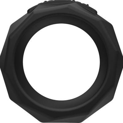 anel preto de silicone com relevo geométrico circular