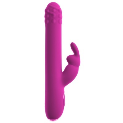 Vibrador rosa com textura e estímulo adicional