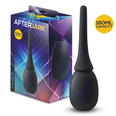 Limpa anal preto com capacidade 160ml e caixa colorida azul roxa.
