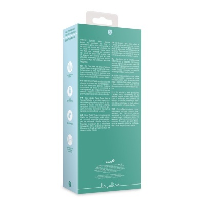 Embalagem de produto vibrador rabbit Loveline em verde e azul